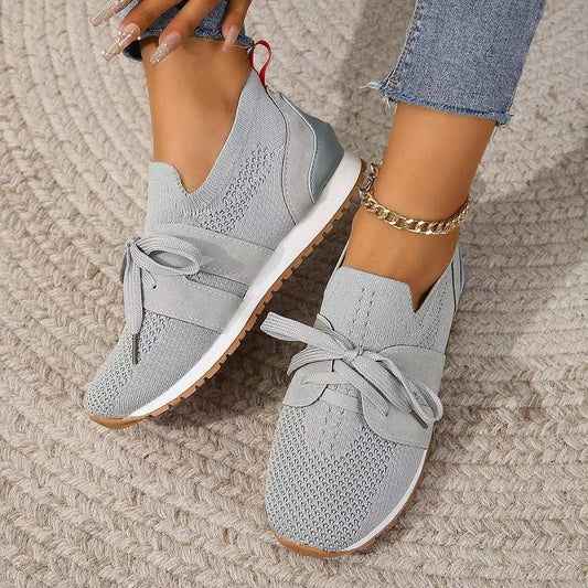 Ferne - knitted flat sneakers with platform